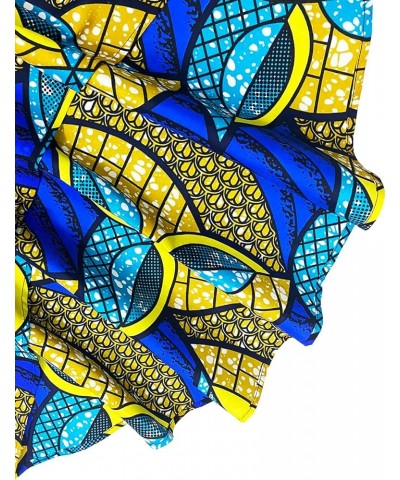 Women African Print Skirt Ankara Skirt with Sash Color D $13.22 Skirts