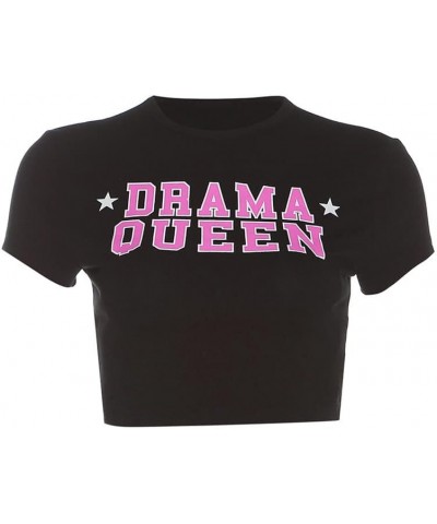 Baby Tees for Teen Girls Y2K Letter Print Crop Top Grunge Women T-Shirt Dramaqueen $11.39 T-Shirts