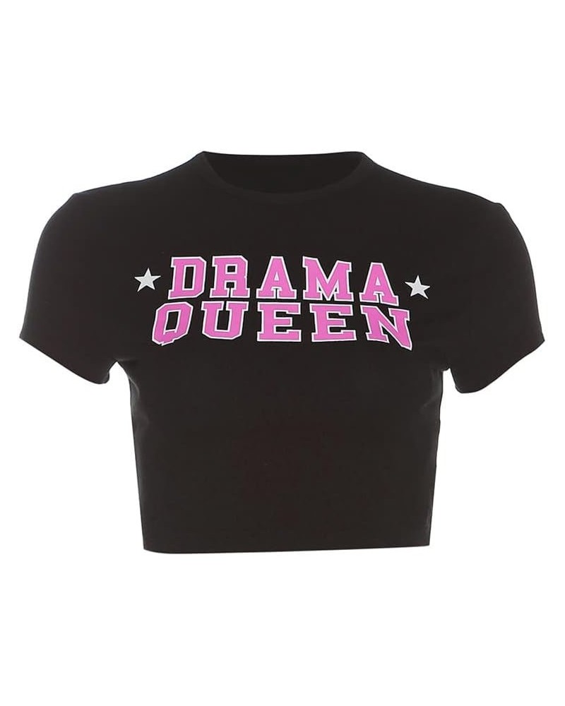 Baby Tees for Teen Girls Y2K Letter Print Crop Top Grunge Women T-Shirt Dramaqueen $11.39 T-Shirts