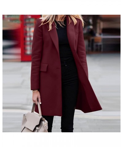 Fall Jackets for Women 2023 Wool Trench Coats for Women Winter Fall Fashion Notch Collar Pea Coats Long Jackets Coats Red $5....