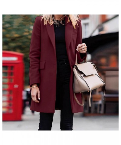 Fall Jackets for Women 2023 Wool Trench Coats for Women Winter Fall Fashion Notch Collar Pea Coats Long Jackets Coats Red $5....