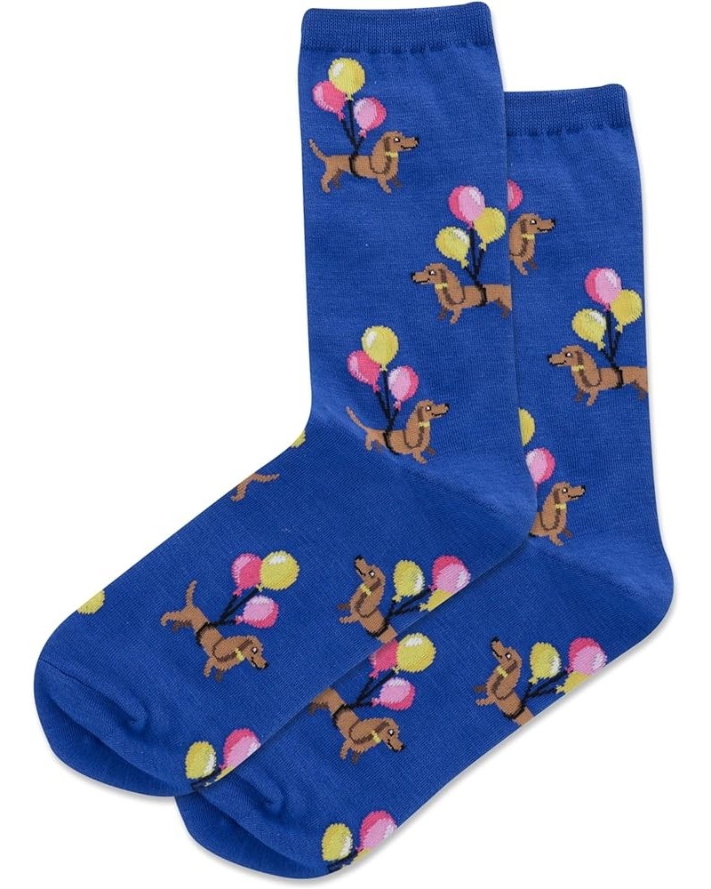 Women's Funny Animal Crew Socks-1 Pair Pack-Cool & Cute Wordplay Novelty Gifts Balloon Dachshund (Dark Blue) $7.17 Socks