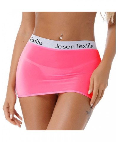 Womens Semi See-Through Pencil Micro Mini Skirt Ice Silk Package Hip Short Skirt for Party Nightout Wear Pink $8.60 Skirts