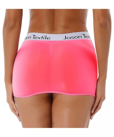 Womens Semi See-Through Pencil Micro Mini Skirt Ice Silk Package Hip Short Skirt for Party Nightout Wear Pink $8.60 Skirts