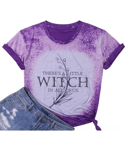 Women Halloween Tops Theres A Little Witch in All of Us Practical Magic Quotes Witch Shirt Bleach Purple $9.22 T-Shirts