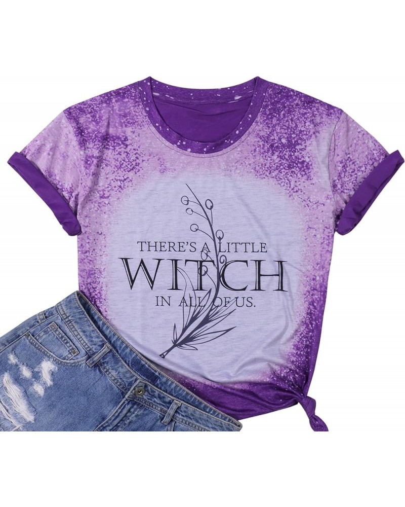 Women Halloween Tops Theres A Little Witch in All of Us Practical Magic Quotes Witch Shirt Bleach Purple $9.22 T-Shirts