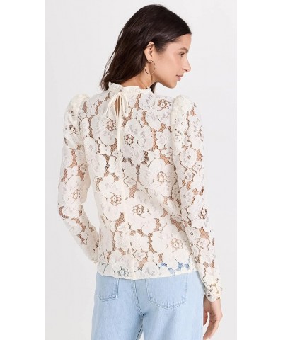 Women's Emma Puff Sleeve Lace Top Ivory Lace $45.07 Blouses