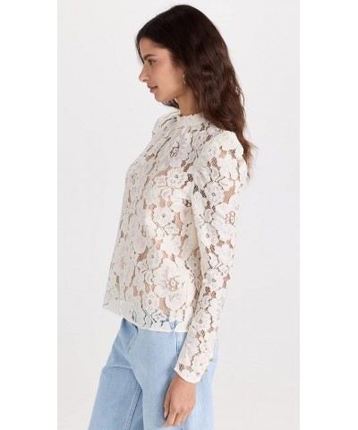 Women's Emma Puff Sleeve Lace Top Ivory Lace $45.07 Blouses