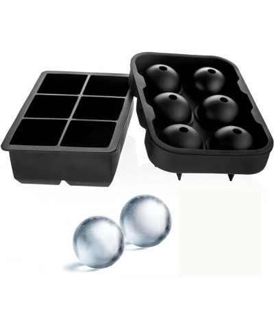 Ice Cube Trays Large Size Flexible 6 Cavity Ice Cube Square Molds for Whiskey and Cocktails, Keep Drinks Chilled (2Pcs) Black...