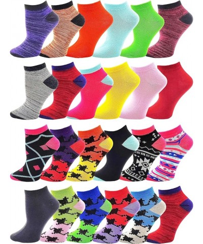24 Pairs Ankle Socks for Women & Girls Bulk Pack, Fun Cute Low Cut No Show, Colorful Soft Assorted B $10.59 Activewear
