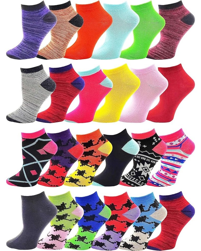 24 Pairs Ankle Socks for Women & Girls Bulk Pack, Fun Cute Low Cut No Show, Colorful Soft Assorted B $10.59 Activewear