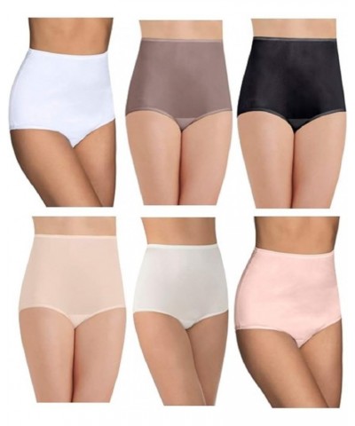 Women's Perfectly Yours Traditional Nylon Brief Panties Ravissant (15712) 6 Pack - White/Walnut/Black/Fawn/Candleglow/Pink $2...