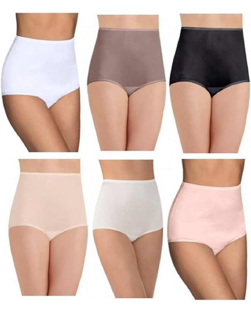 Women's Perfectly Yours Traditional Nylon Brief Panties Ravissant (15712) 6 Pack - White/Walnut/Black/Fawn/Candleglow/Pink $2...