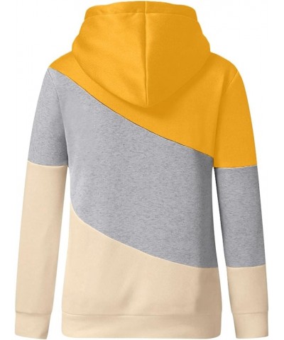 Womens Cowl Neck Pullover Hoodie, Casual Color Block Long Sleeve Drawstring Sweatshirt Jumper Tunic Tops Plus Size S-5XL 01-y...