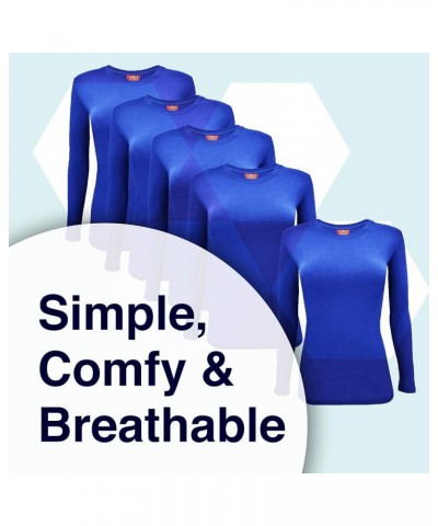 Women's Under Scrub Tee Crew Neck Long Sleeve T-Shirt 5 - Pack True Royal Blue $29.67 T-Shirts