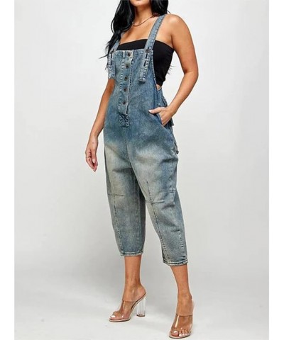 Denim Jumpsuit for Women Fashion Casual Sleeveless Backless Loose Wide Legs Denim Overalls Blue $20.38 Overalls