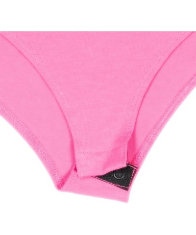 Long Sleeve Turtle Neck Body Suit-Breathable Cotton Stretch Leotard Hot Pink $10.59 Bodysuits