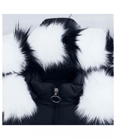 Womens Winter Puffer Coat Fur Hooded Jackets Long Zip Up Down Coats Thicken Jacket Parka with Pockets C-black $21.07 Others