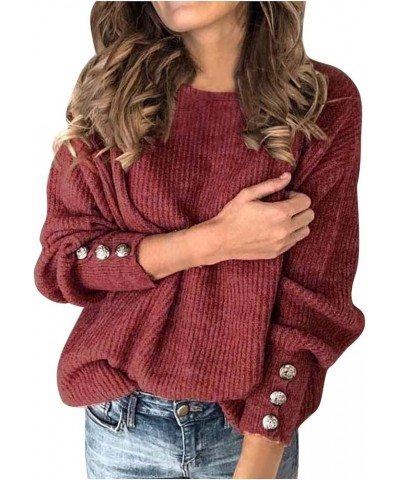 Womens Sweaters, Top Sweatshirt Tunic Long Sleeve Cute Comfy Pullover Solid Color Oversized Crewneck Cropped Tees Red $11.33 ...