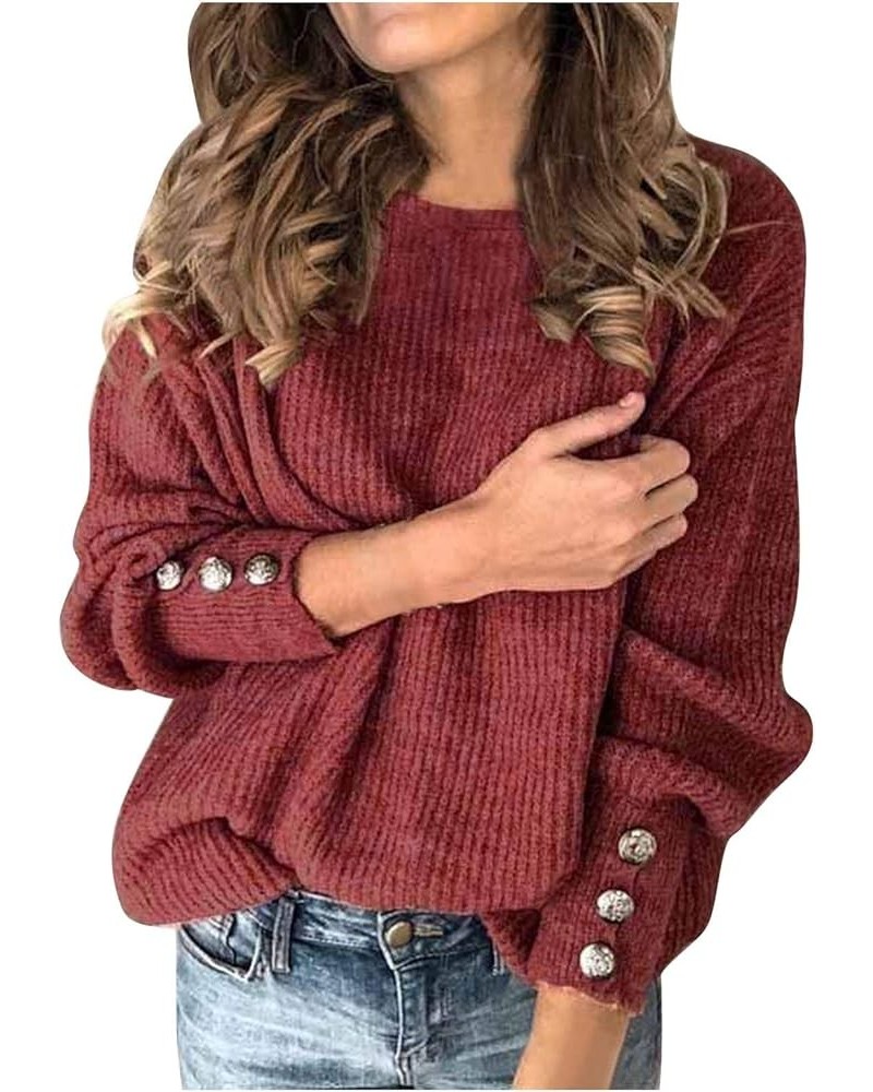 Womens Sweaters, Top Sweatshirt Tunic Long Sleeve Cute Comfy Pullover Solid Color Oversized Crewneck Cropped Tees Red $11.33 ...