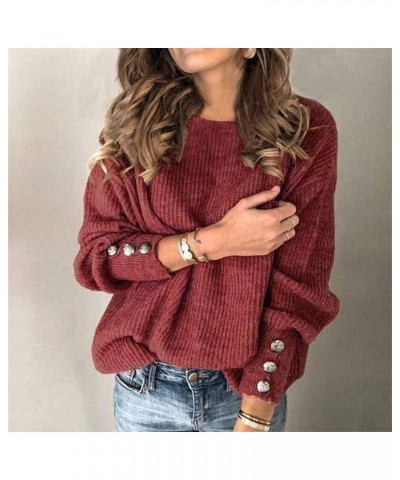 Womens Sweaters, Top Sweatshirt Tunic Long Sleeve Cute Comfy Pullover Solid Color Oversized Crewneck Cropped Tees Red $11.33 ...