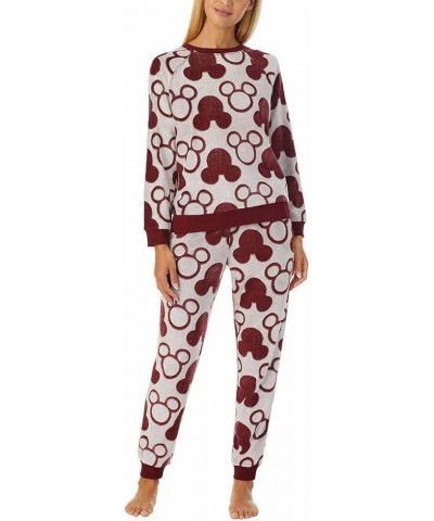 Womens 2-Piece Fleece Jogger Lounge Set Burgundy $18.86 Lingerie