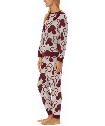 Womens 2-Piece Fleece Jogger Lounge Set Burgundy $18.86 Lingerie