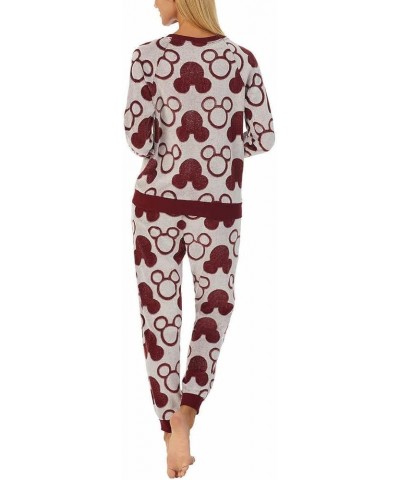 Womens 2-Piece Fleece Jogger Lounge Set Burgundy $18.86 Lingerie