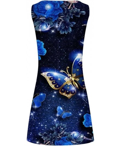 Women's Summer Dresses 2023 Boho Trendy Sundresses Floral Print Sleeveless Party Dress Casual Beach Clothing J010-dark Blue $...