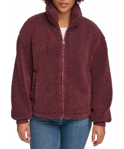 Women's Sherpa Zip Up Teddy Jacket Dark Chocolate $34.74 Coats