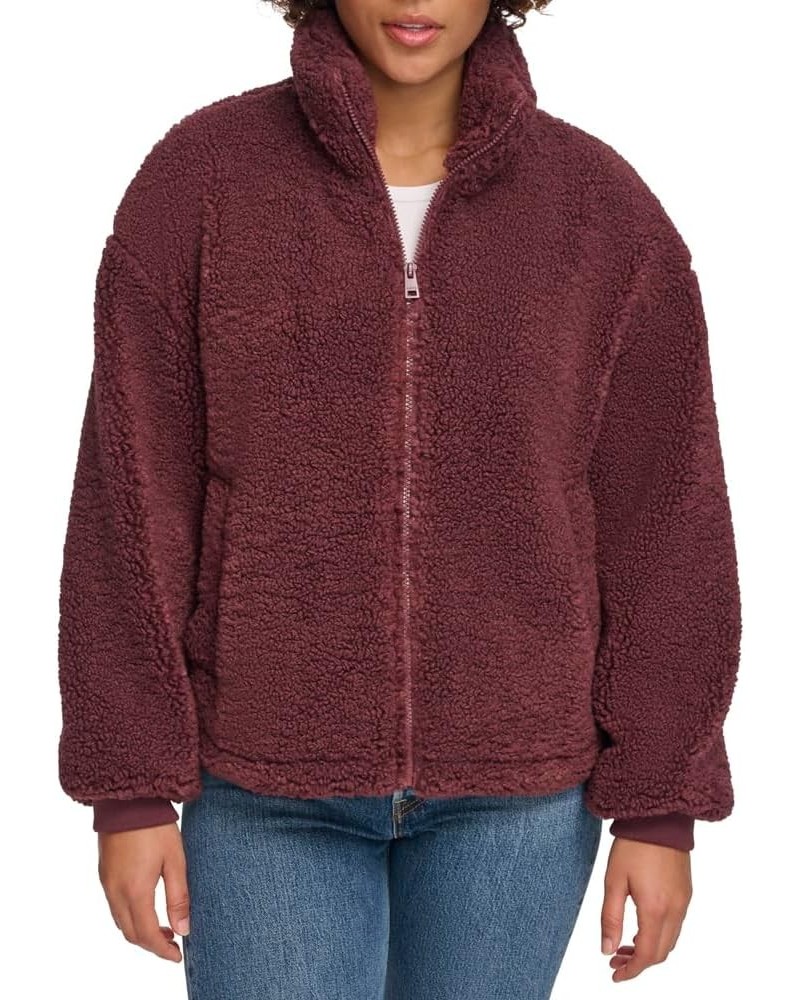 Women's Sherpa Zip Up Teddy Jacket Dark Chocolate $34.74 Coats