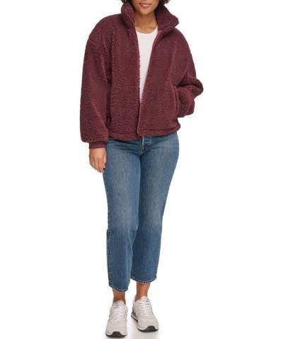 Women's Sherpa Zip Up Teddy Jacket Dark Chocolate $34.74 Coats