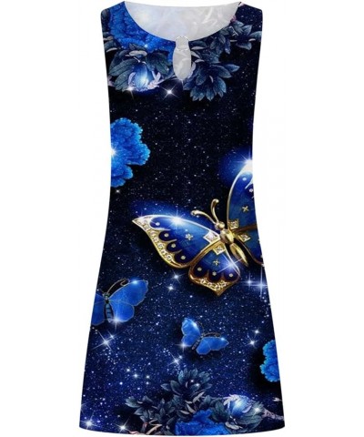 Women's Summer Dresses 2023 Boho Trendy Sundresses Floral Print Sleeveless Party Dress Casual Beach Clothing J010-dark Blue $...