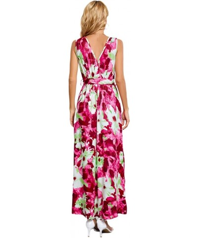 Women Sling Dress, Sleeveless Backless Tie-up Flower Print Slit Midi Dress for Party 117605-red $10.91 Dresses