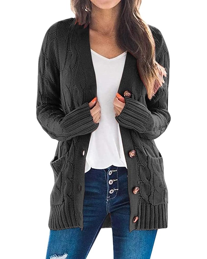 Women Sweaters Womens Open Sleeve Knit Boho Long Patchwork Coat Cardigan Pockets Front Sweater Dark Gray $14.12 Sweaters