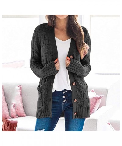 Women Sweaters Womens Open Sleeve Knit Boho Long Patchwork Coat Cardigan Pockets Front Sweater Dark Gray $14.12 Sweaters