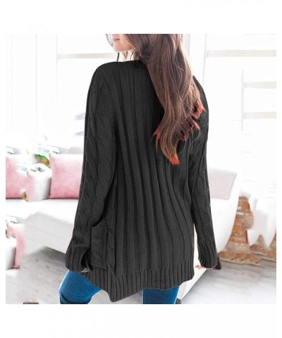 Women Sweaters Womens Open Sleeve Knit Boho Long Patchwork Coat Cardigan Pockets Front Sweater Dark Gray $14.12 Sweaters