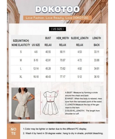 Womens Dresses Button-Down Short Sleeve Empire Waist Casual Vacation Mini Dresses with Belt Green $14.35 Dresses