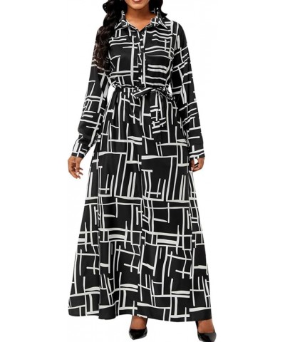 Womens Maxi Dresses Long Sleeve Floral Printed Casual V Neck Loose Party Dress Fall Black10776 $19.74 Dresses