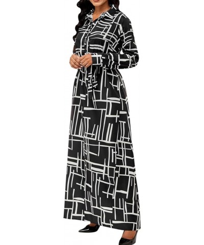 Womens Maxi Dresses Long Sleeve Floral Printed Casual V Neck Loose Party Dress Fall Black10776 $19.74 Dresses