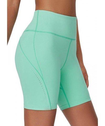 Women's 7'' Running Long Shorts High Waisted Athletic Biker Compression Quick Dry Workout Zipper Pocket Green $10.50 Activewear