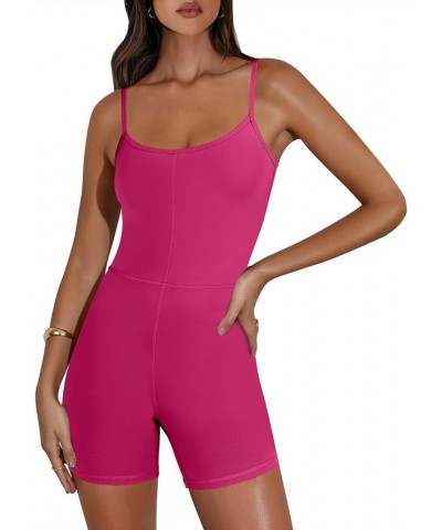 Womens Jumpsuits Sexy Unitard Bodysuit Shorts Romper Workout Sets Gym Clothes 2024 Summer One Piece Outfits Hot Pink $13.10 J...