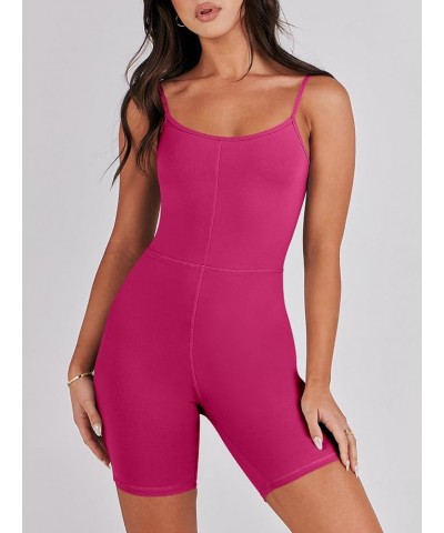 Womens Jumpsuits Sexy Unitard Bodysuit Shorts Romper Workout Sets Gym Clothes 2024 Summer One Piece Outfits Hot Pink $13.10 J...