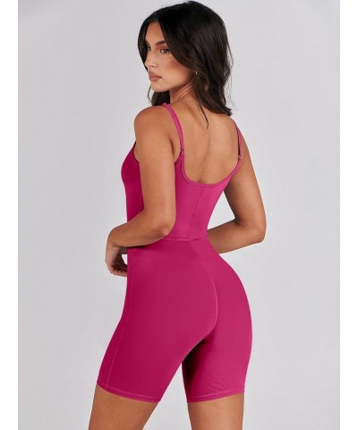 Womens Jumpsuits Sexy Unitard Bodysuit Shorts Romper Workout Sets Gym Clothes 2024 Summer One Piece Outfits Hot Pink $13.10 J...