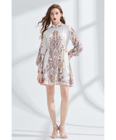 Women's Summer Puff Sleeve V-Neck Floral Print Casual Swing Mini Dress 25223 Apricot $21.59 Dresses