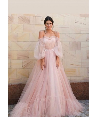 Long Puffy Sleeve Prom Dress Off Shoulder A Line Sweetheart Evening Gowns Party Dresses Ball Gowns for Women Hot Pink $40.50 ...