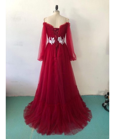 Long Puffy Sleeve Prom Dress Off Shoulder A Line Sweetheart Evening Gowns Party Dresses Ball Gowns for Women Hot Pink $40.50 ...