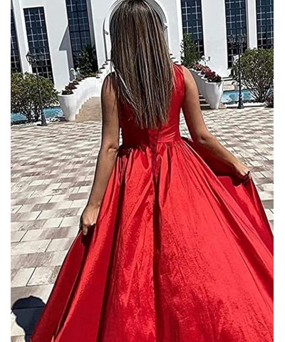 One Shoulder Prom Dresses Long Slit Satin A Line Evening Formal Gowns for Women Turquoise $40.27 Dresses