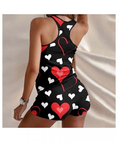 Valentine'S Day Pajamas For Women Sexy Heart Print Tank Tops Shorts Set Two Pieces Outfit Sleepwear Nightwear Lounge A03-red ...