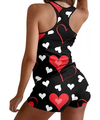 Valentine'S Day Pajamas For Women Sexy Heart Print Tank Tops Shorts Set Two Pieces Outfit Sleepwear Nightwear Lounge A03-red ...